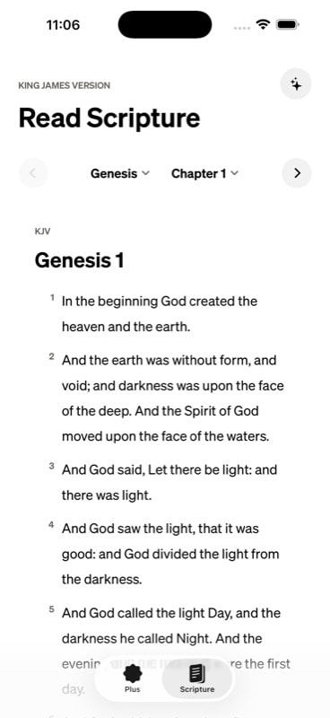 Amenly Scripture reader — Genesis 1 in a clean layout